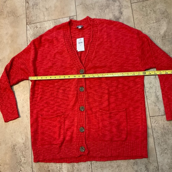 J. Jill Cotton Blend Button Front V-neck Cardigan Sweater Sangria Red Sz XL NWT - Picture 7 of 13